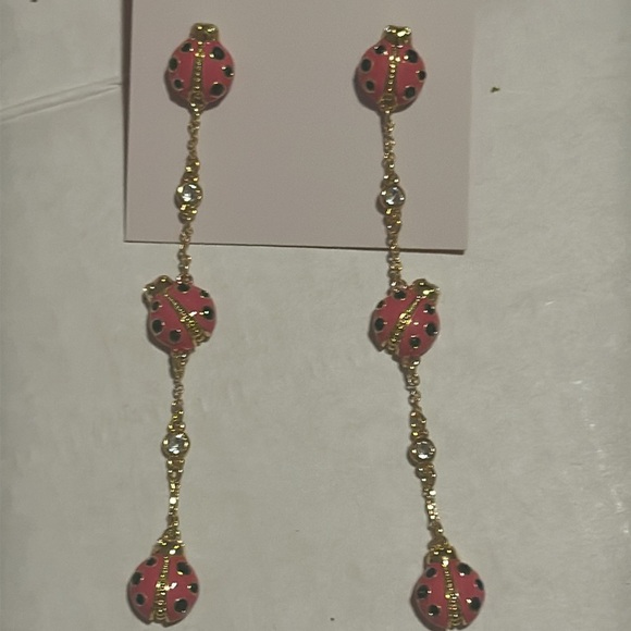 Kate spade new york Gold plated ladybug CZ liner Drop Dangle Earrings NWT - Picture 5 of 5